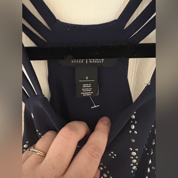 NWOT White House Black Market Navy Studded Dress | Sleek Shift | Size S - Picture 8 of 10